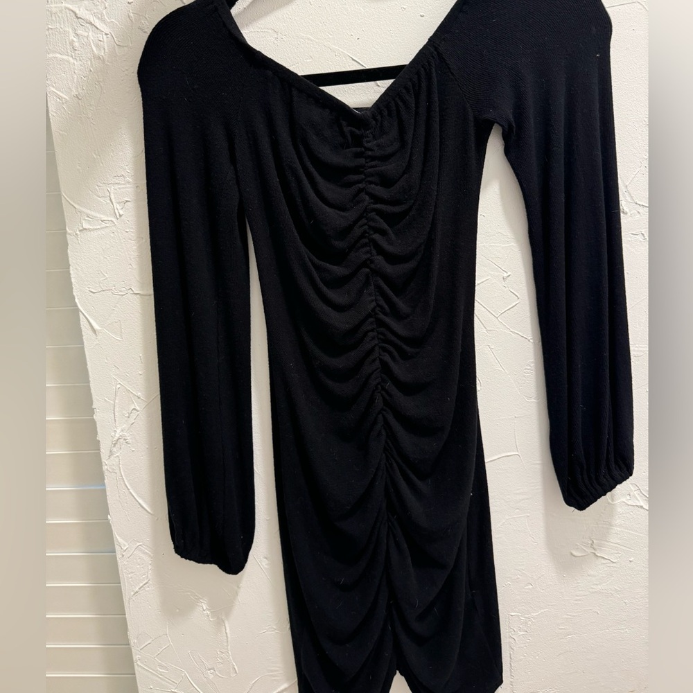 Black off the shoulder mini dress